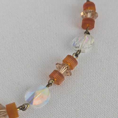 Vintage Cut Crystal Topaz Beaded Collar Necklace