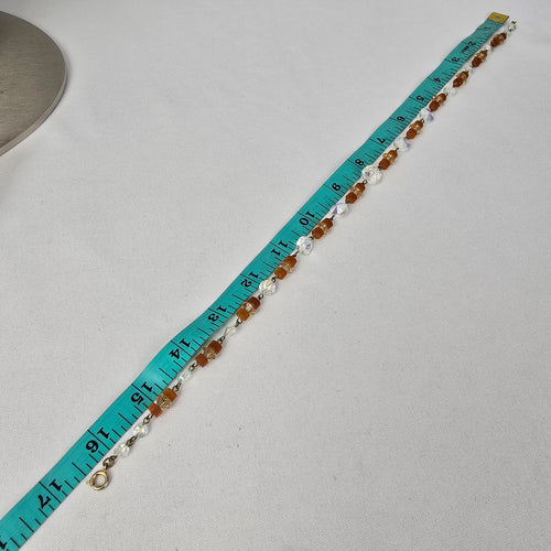 Vintage Cut Crystal Topaz Beaded Collar Necklace