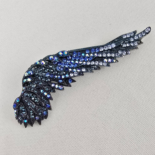 Blue Rhinestone Bird Wing Brooch