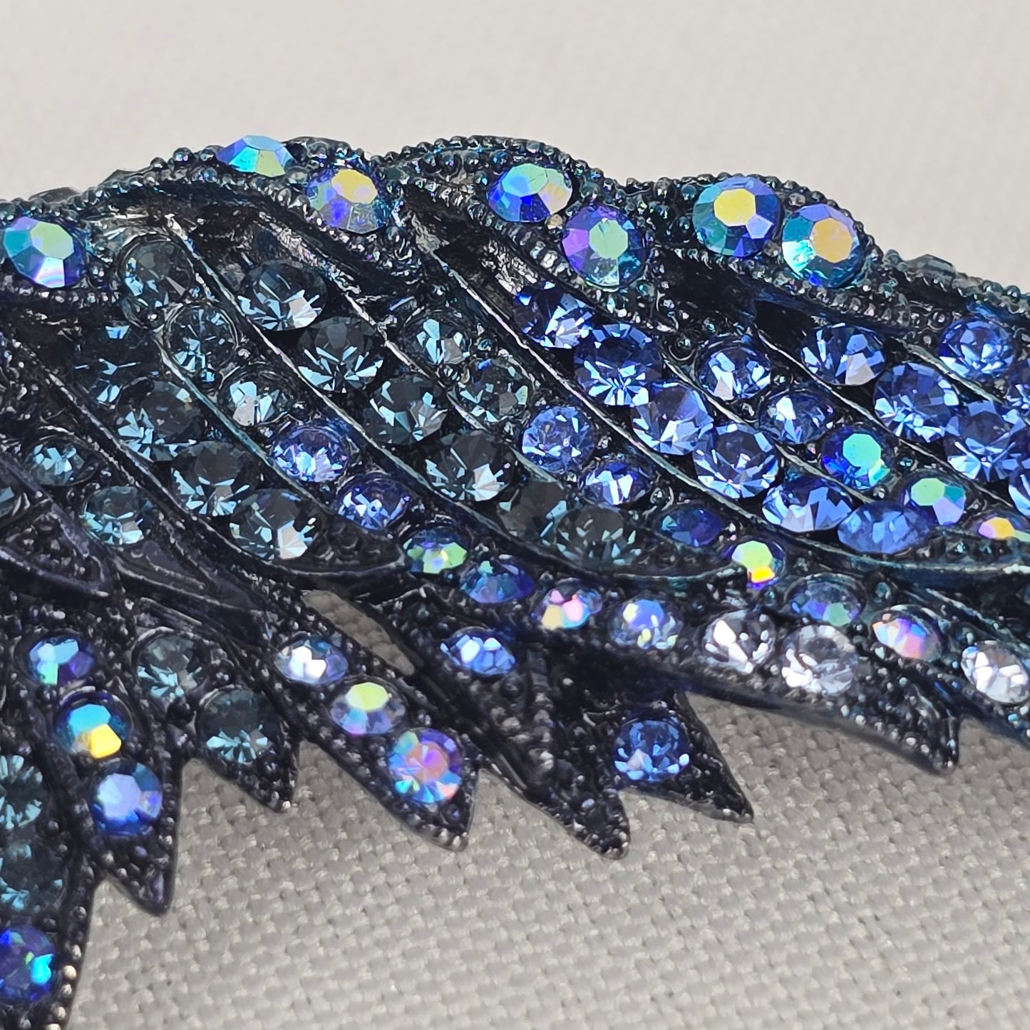 Blue Rhinestone Bird Wing Brooch