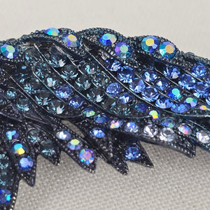 Blue Rhinestone Bird Wing Brooch