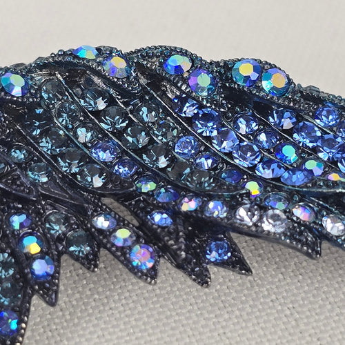 Blue Rhinestone Bird Wing Brooch