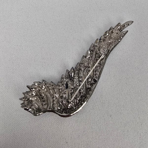 Blue Rhinestone Bird Wing Brooch