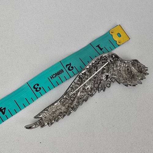 Blue Rhinestone Bird Wing Brooch