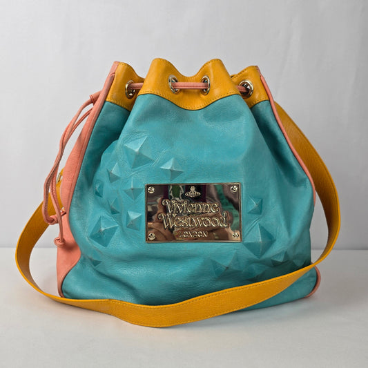 Vivian Westwood Blue & Yellow Leather Purse Size