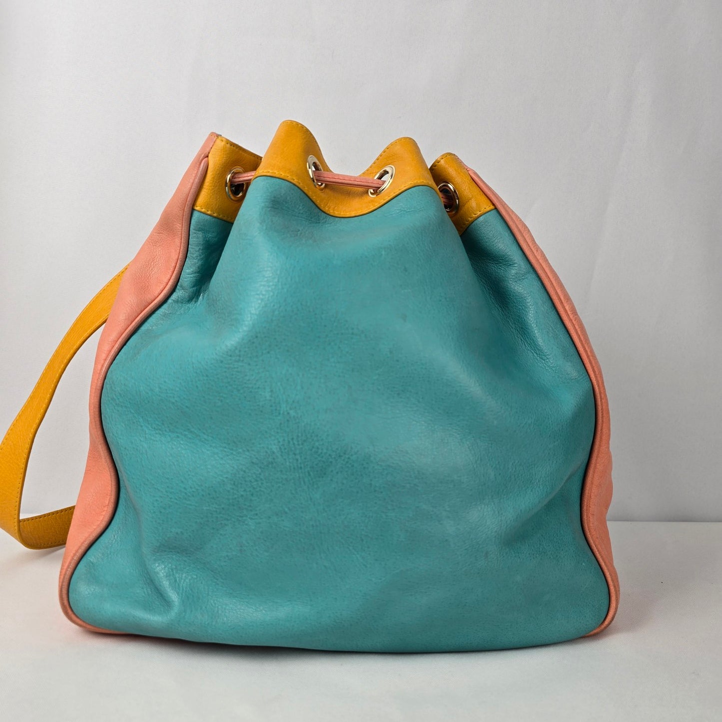 Vivian Westwood Blue & Yellow Leather Purse Size