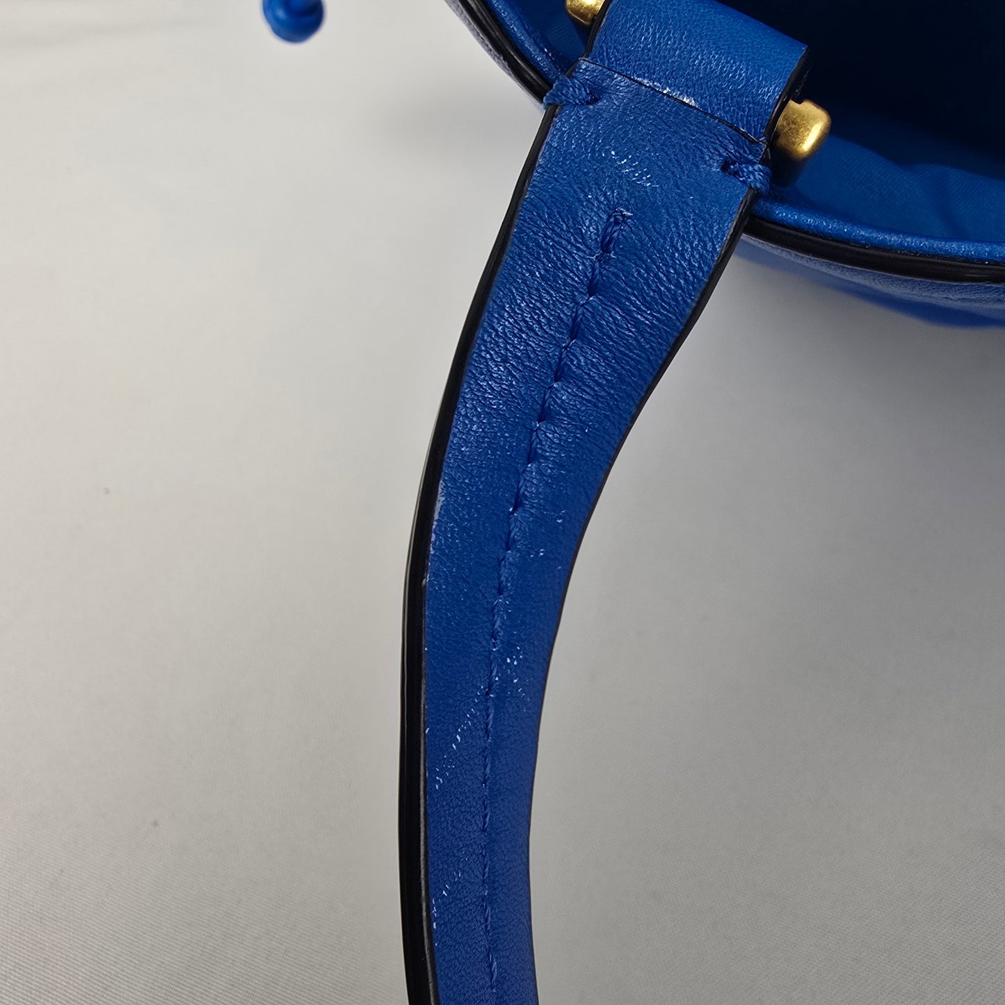 Tory Burch Blue Leather Georgia Slouchy Quilted Tote Purse