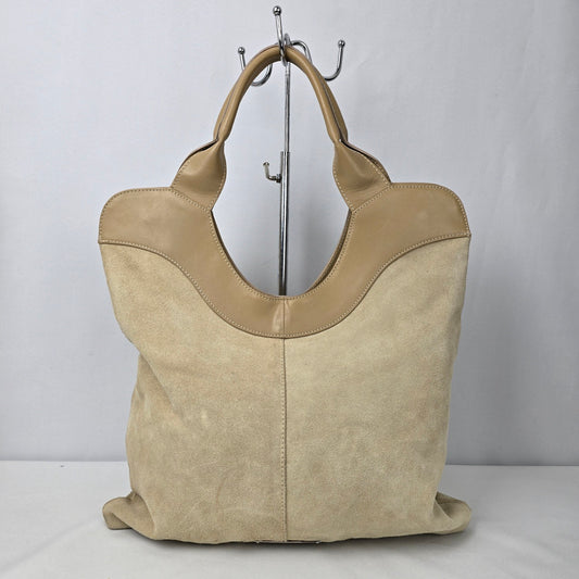 Antonello Serio Creme Suede Top Handle Purse