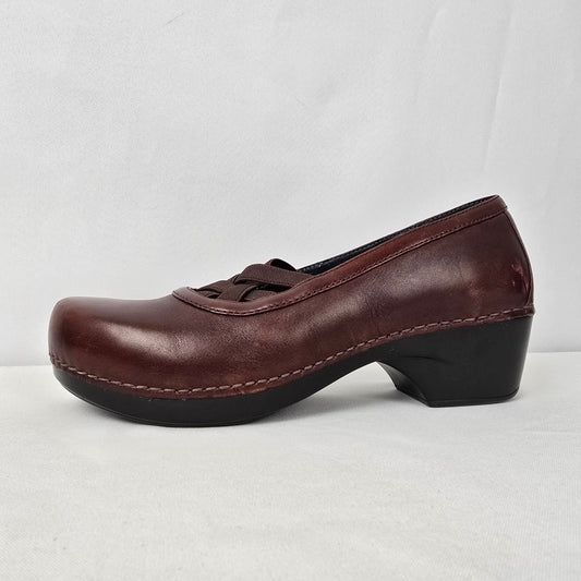 Dansko Burgundy Leather Mary Jane Chunky Heel Shoes Size 11