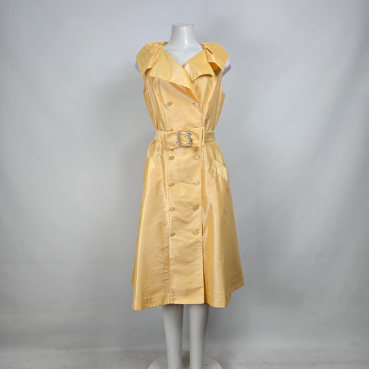 Cartise Yellow Taffeta Fit & Flare Trench Dress Size 14