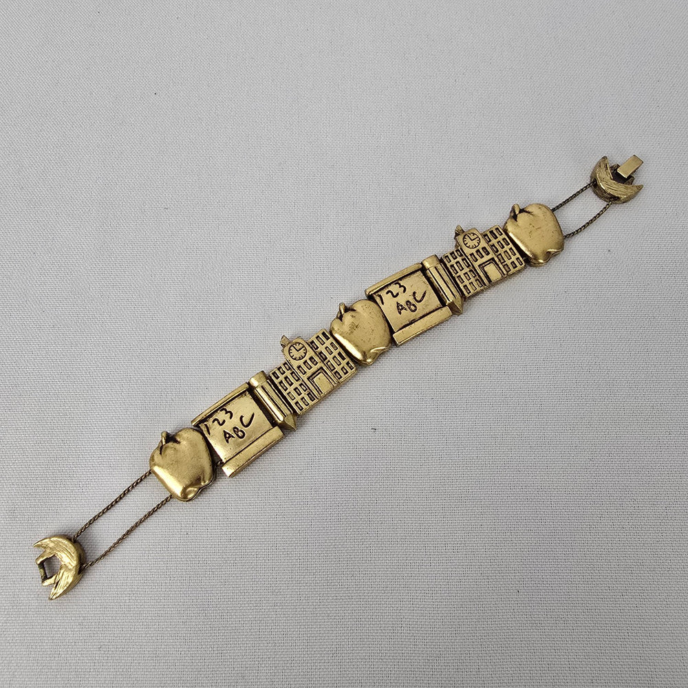 Gold Tone Teacher Charm Bracelet