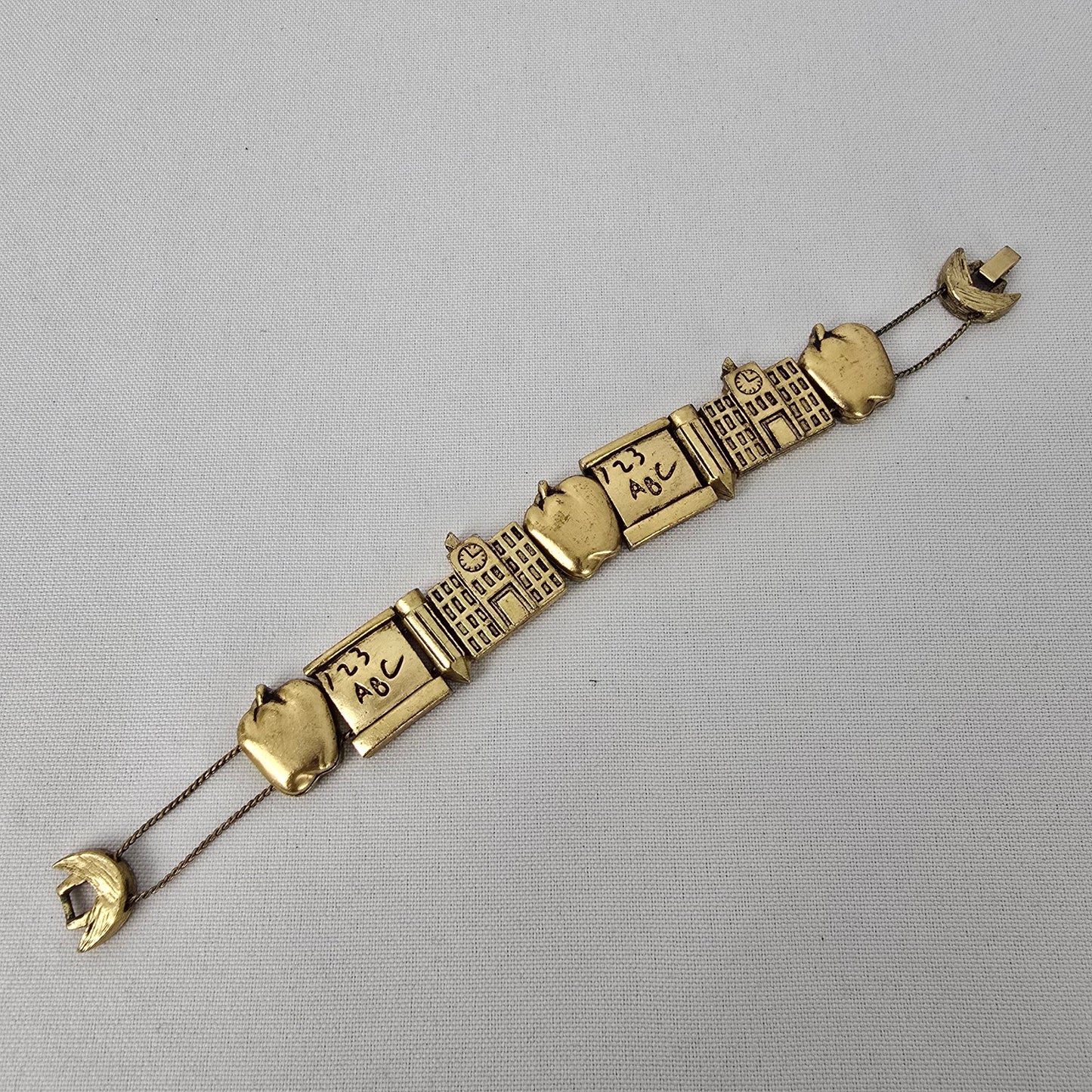 Gold Tone Teacher Charm Bracelet
