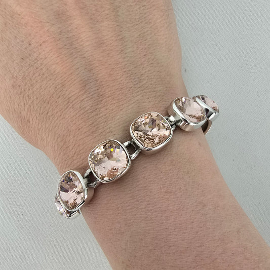 Myka Silver Tone Faceted Pink Stone Toggle Bracelet