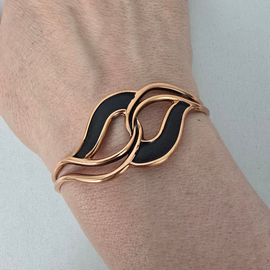 Vintage Copper Black Enamel Cuff Bracelet