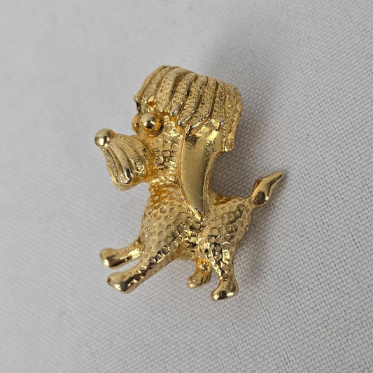 Vintage Gold Tone Poodle Dog Brooch