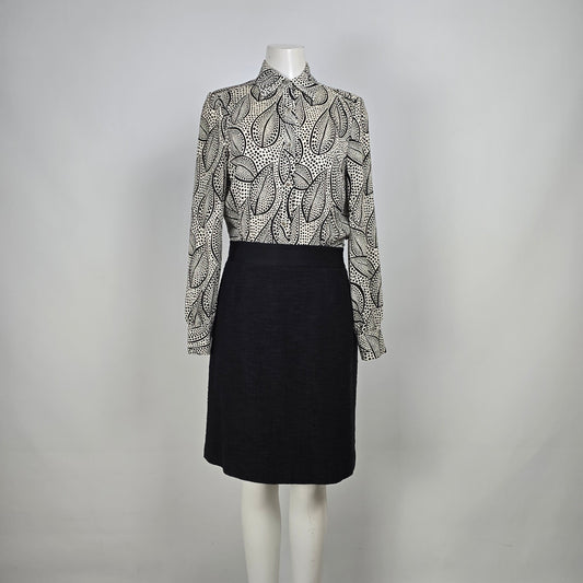 Tory Burch Black Silk Tweed Skirt Dress Size 8