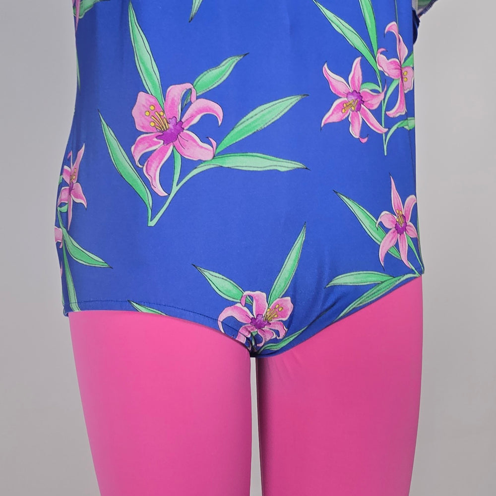 Vintage Women at Large Blue Floral Work Out 2 Pc Set Size L/XL