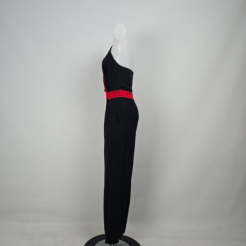 Diane Von Furstenberg Red & Navy Halter Neck Jumpsuit Size 0