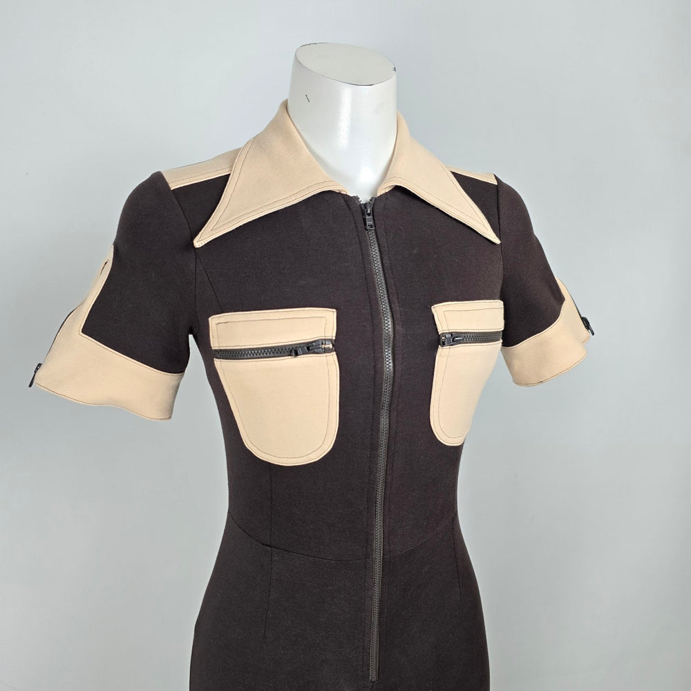 The Hippie Shake Brown Flare Leg Jumpsuit Size 6
