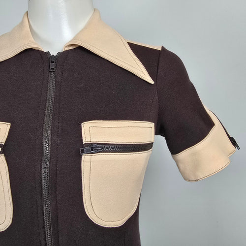 The Hippie Shake Brown Flare Leg Jumpsuit Size 6