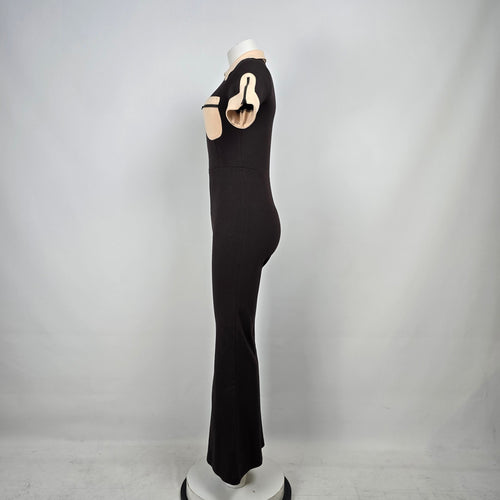 The Hippie Shake Brown Flare Leg Jumpsuit Size 6