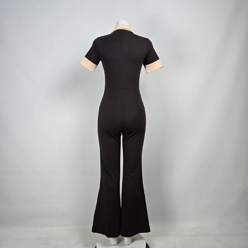 The Hippie Shake Brown Flare Leg Jumpsuit Size 6