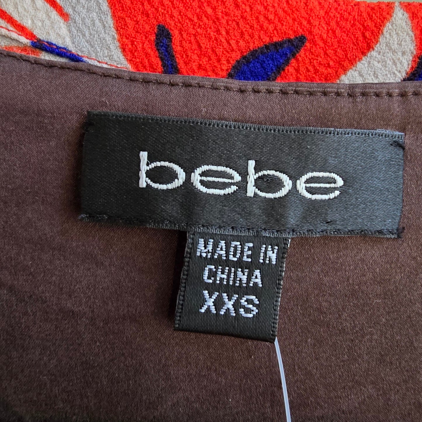 Bebe Orange & Brown Silk Kaftan Dress Size XS