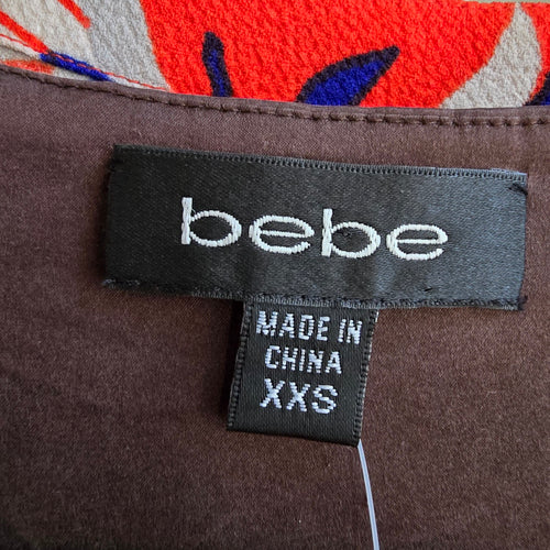 Bebe Orange & Brown Silk Kaftan Dress Size XS