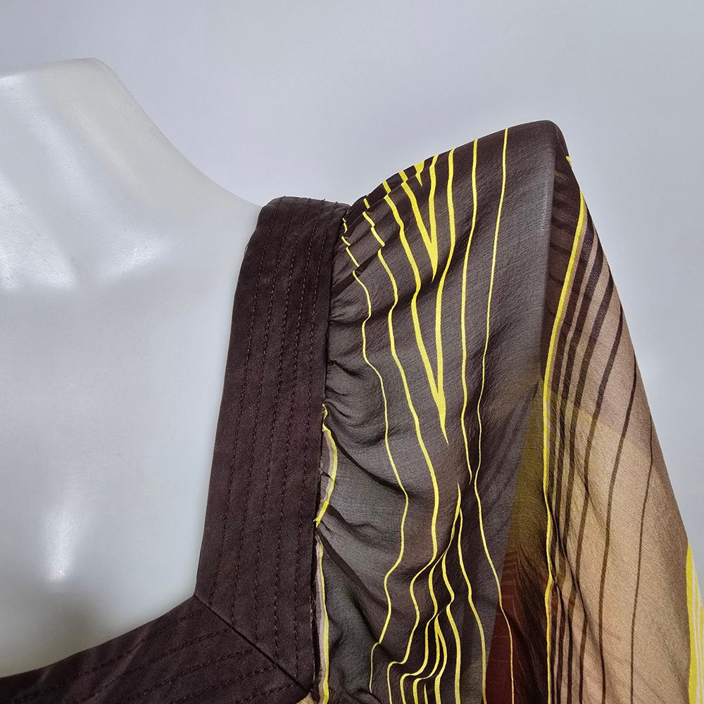 Bebe Orange & Brown Silk Kaftan Dress Size XS