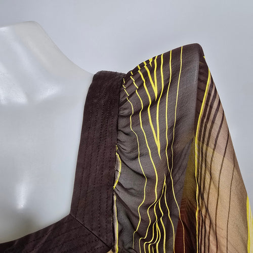 Bebe Orange & Brown Silk Kaftan Dress Size XS