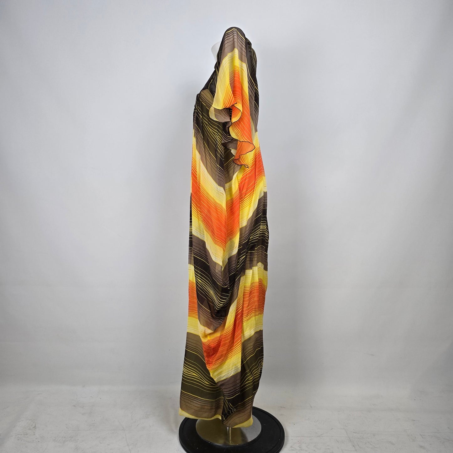 Bebe Orange & Brown Silk Kaftan Dress Size XS