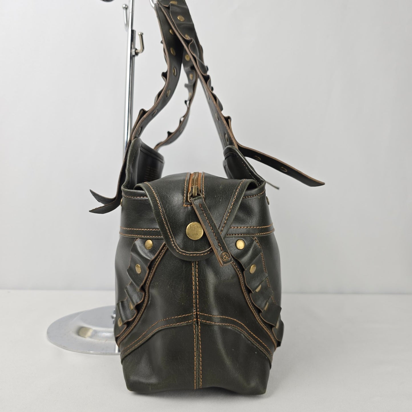 Matt & Nat Brown Studded Vegan Satchel Purse