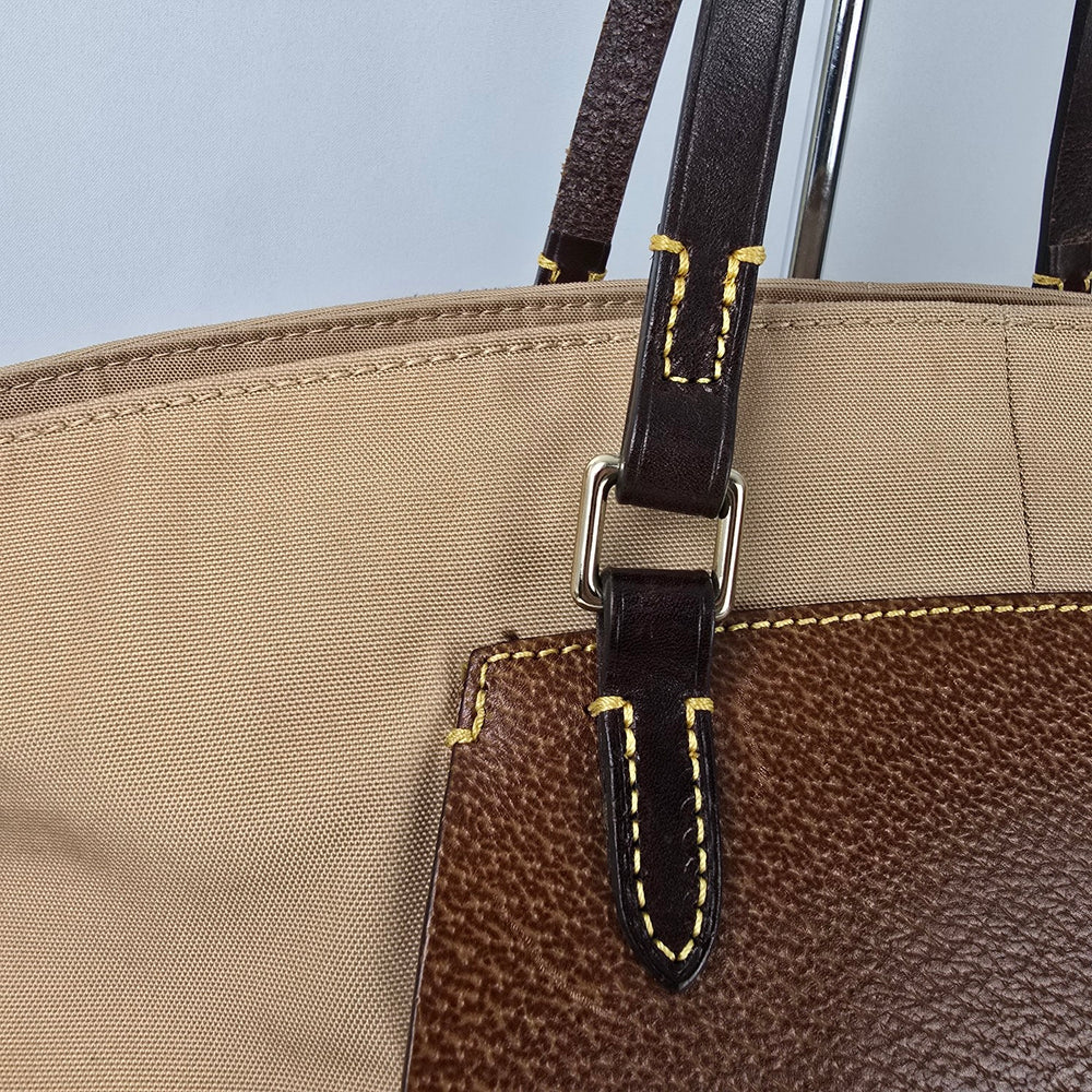 Dooney & Bourke Brown Nylon Leather Trim Tote Purse