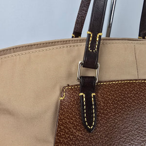 Dooney & Bourke Brown Nylon Leather Trim Tote Purse