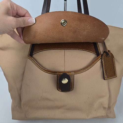 Dooney & Bourke Brown Nylon Leather Trim Tote Purse