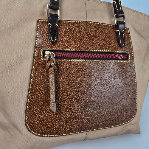 Dooney & Bourke Brown Nylon Leather Trim Tote Purse