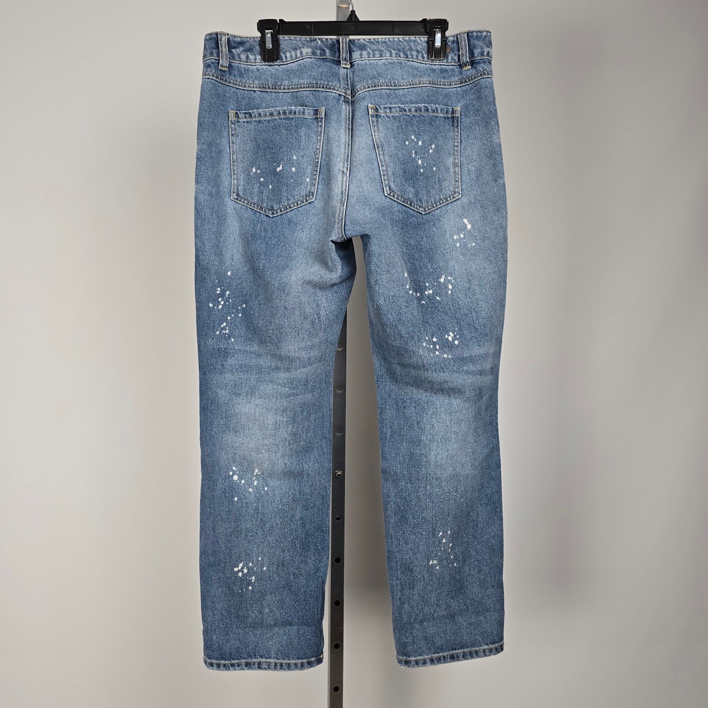 Cabi Jeans 100% bf Straight Leg Paint Splatter Denim Jeans Size