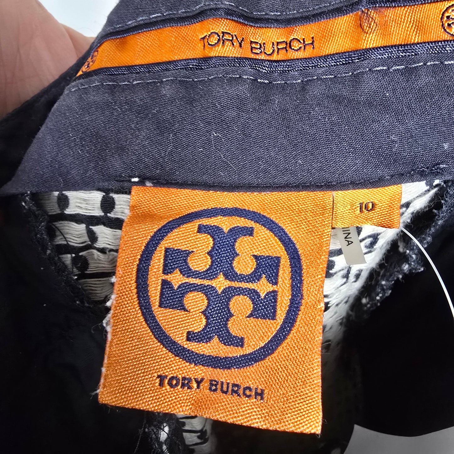 Tory Burch Navy Polka Dot Cropped Dress Pants Size 10