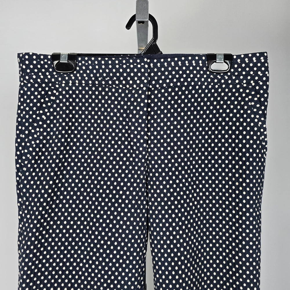 Tory Burch Navy Polka Dot Cropped Dress Pants Size 10