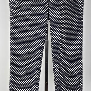 Tory Burch Navy Polka Dot Cropped Dress Pants Size 10