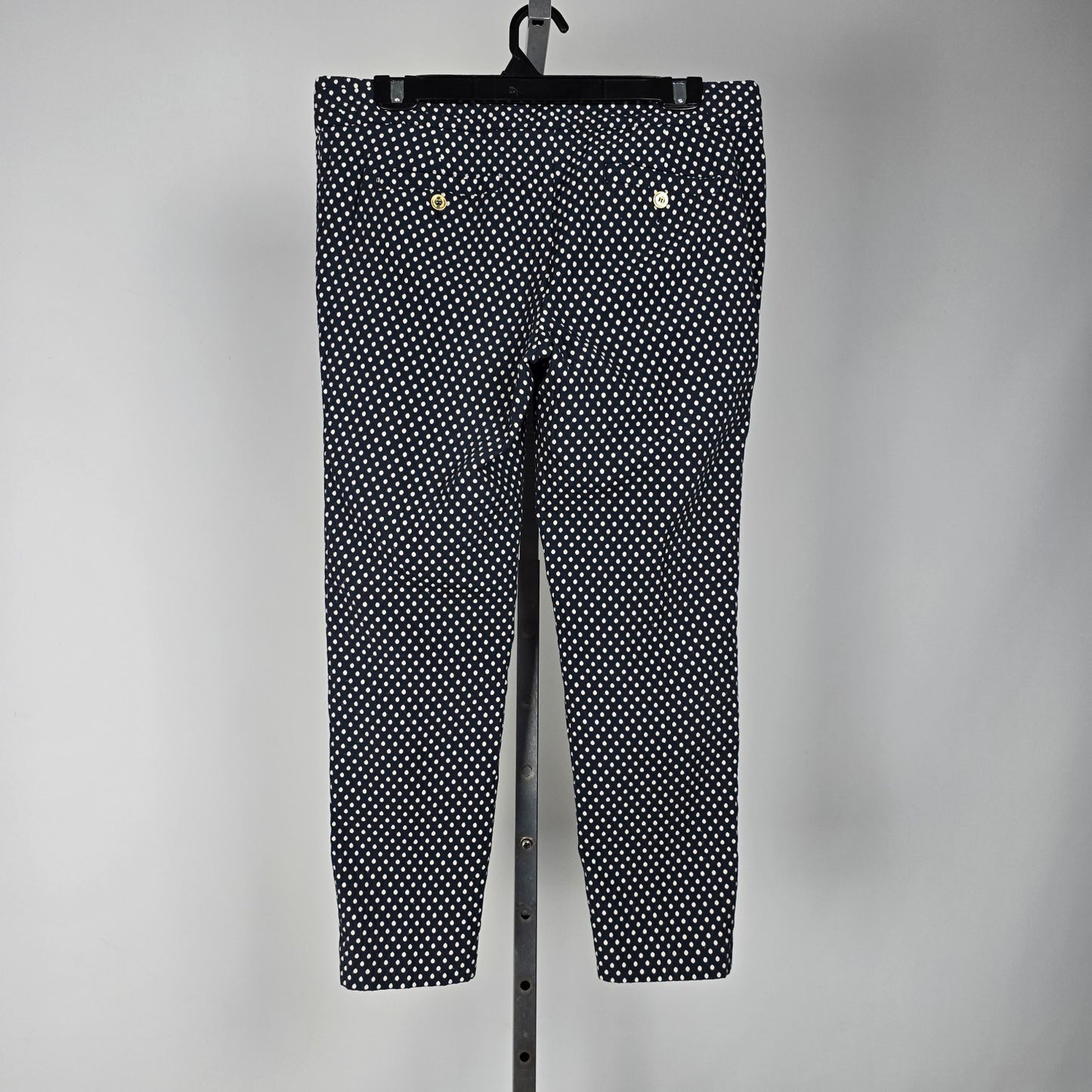 Tory Burch Navy Polka Dot Cropped Dress Pants Size 10