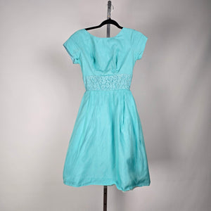 Vintage Blue Lace Tulle Fit & Flare Dress Size XS