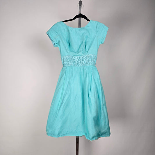 Vintage Blue Lace Tulle Fit & Flare Dress Size XS