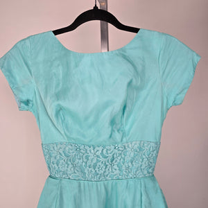 Vintage Blue Lace Tulle Fit & Flare Dress Size XS