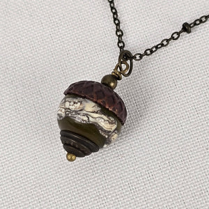 Copper Tone Acorn Pendant Necklace