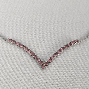 Vintage Silver Tone Pink Rhinestone Collar Necklace