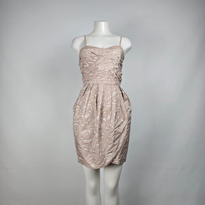 Max and Cleo Champagne Floral Sleeveless Mini Dress Size 8