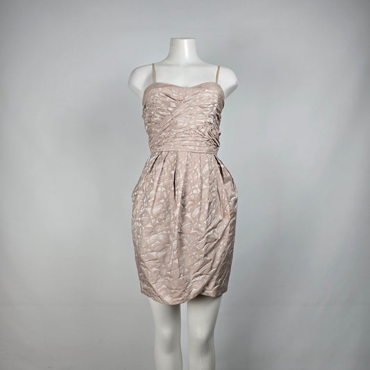 Max and Cleo Champagne Floral Sleeveless Mini Dress Size 8