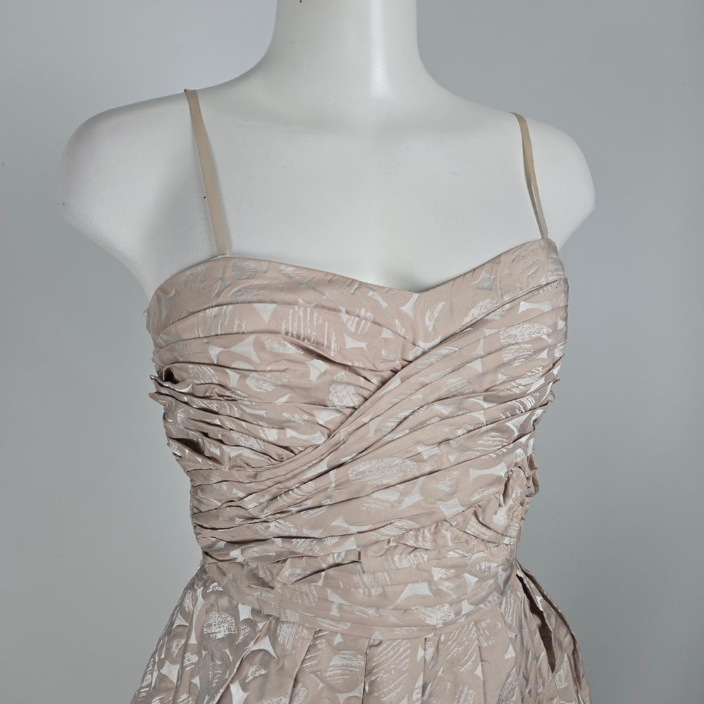 Max and Cleo Champagne Floral Sleeveless Mini Dress Size 8