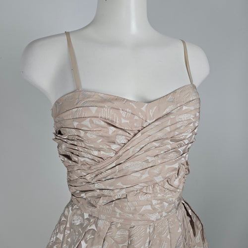 Max and Cleo Champagne Floral Sleeveless Mini Dress Size 8